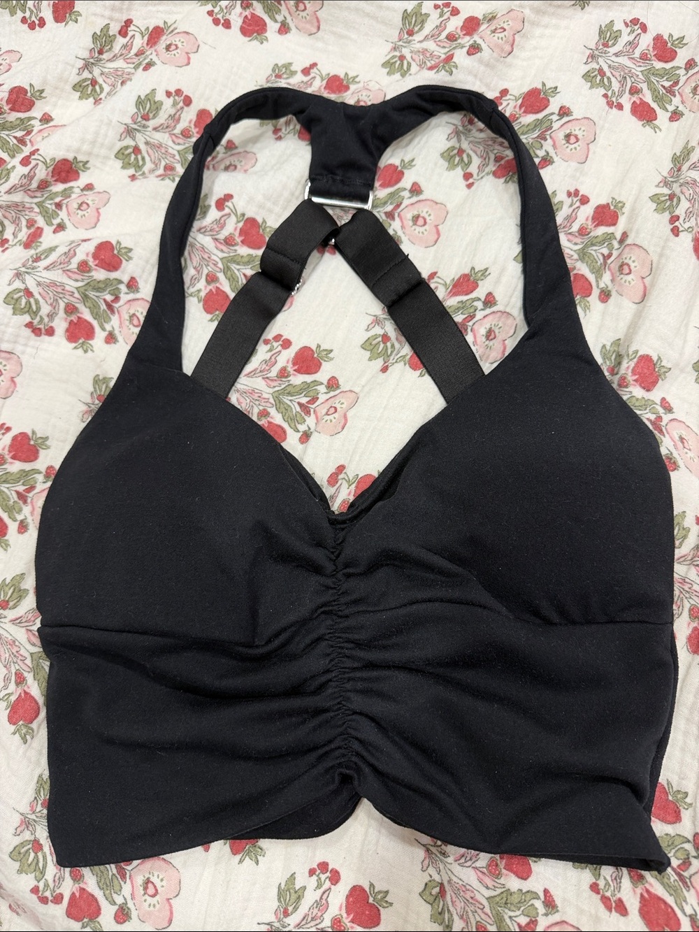 Bombshell Sportswear Black Ruched Racerback Sports Bralette